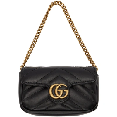 Gucci Black Gg Marmont Coin Case Bag In 1000 Black