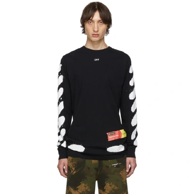 Off-white Ssense Exclusive Black Incomplete Spray Paint Long Sleeve T-shirt In 1001 Black
