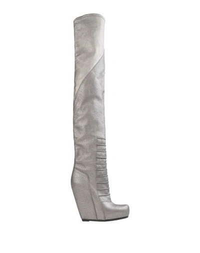 Rick Owens Knee Boots In Grey