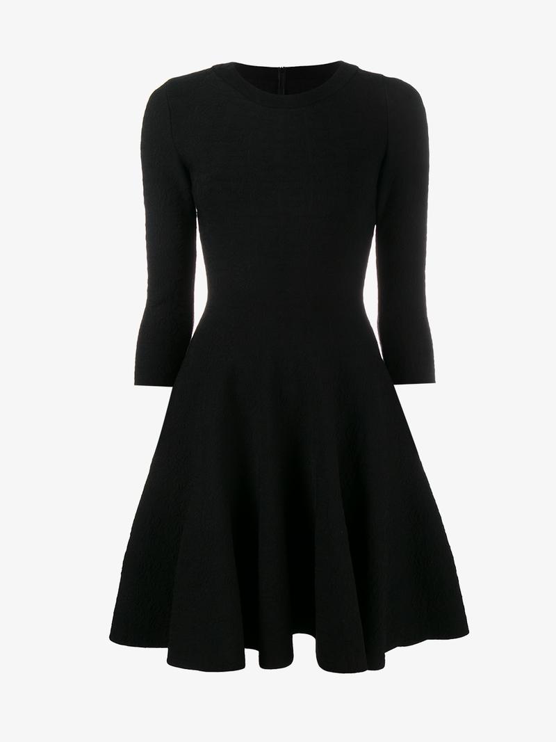 AlaÏA Oval Lines Long-Sleeve Scoop-Neck Short Fit-And-Flare Dress In ...