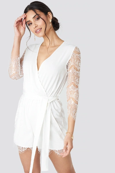 Luisa Lion X Na-kd Lace Playsuit - White