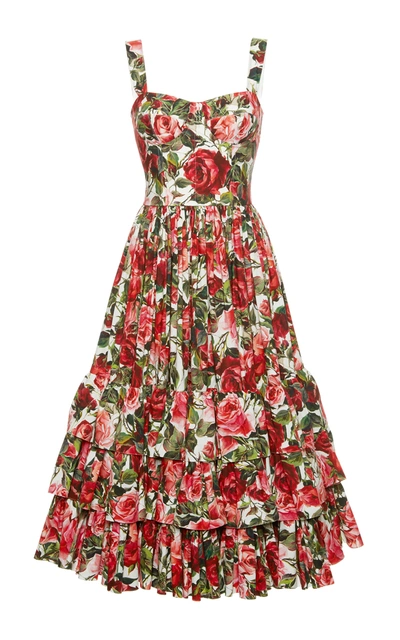 Dolce & Gabbana Rose Print Poplin Bustier Dress In Additional Details Will  Be Added When The Item Arrives In Stock | ModeSens