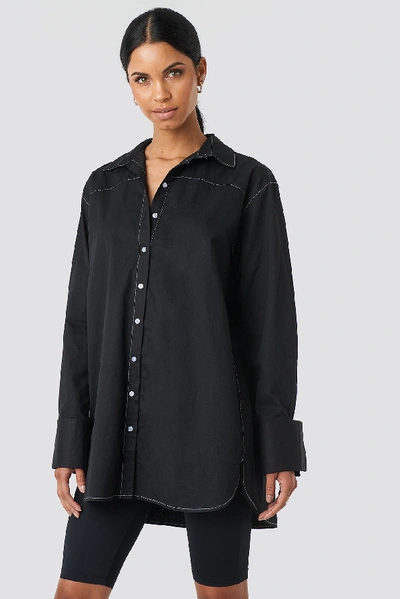Anna Nooshin X Na-kd Oversized Long Contrast Shirt - Black
