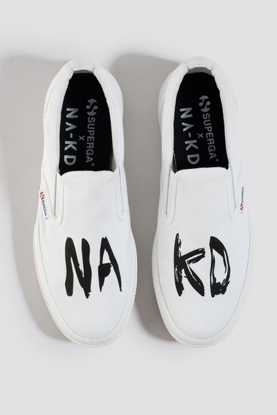 Superga X Na-kd Branded Slip-on Sneaker - White In White/black