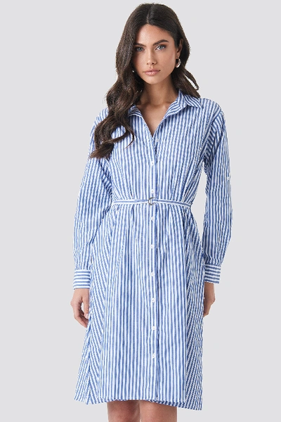 Trendyol Milla Striped Midi Dress - Blue