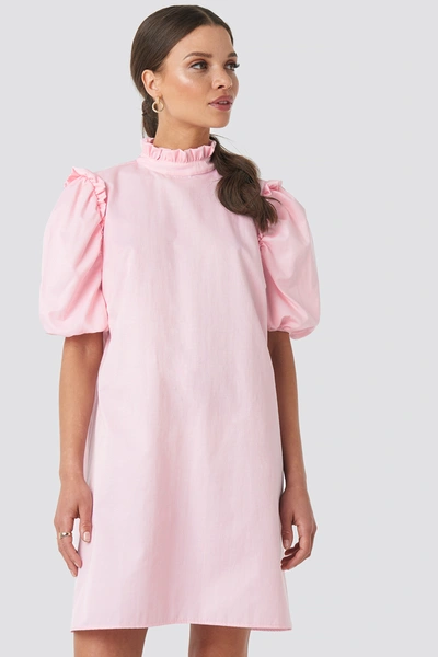 Emilie Briting X Na-kd Puff Sleeve Mini Dress - Pink