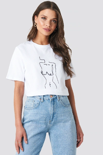 Emilie Briting X Na-kd Lady Print T-shirt - White