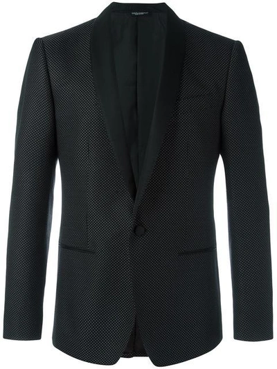 Dolce & Gabbana Micro Dotted Tuxedo Jacket In Black