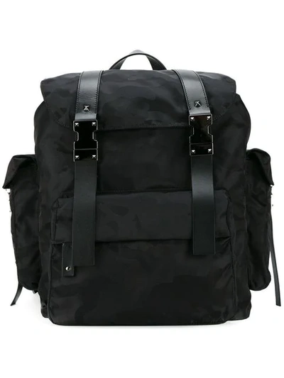 Valentino Garavani Nylon Noir Camouflage Backpack In Black