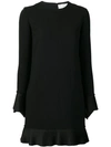 Victoria Victoria Beckham Long-sleeved Crêpe Minidress In Black