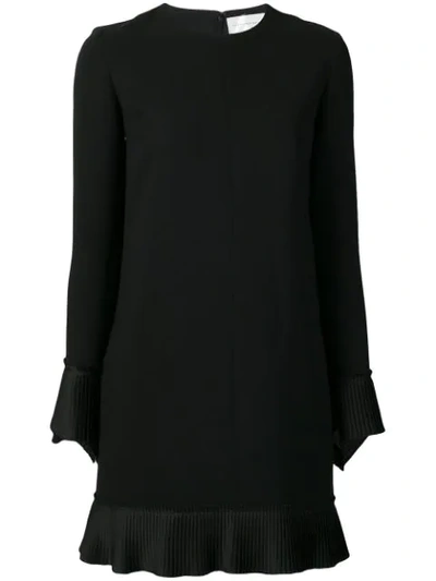 Victoria Victoria Beckham Long-sleeved Crêpe Minidress In Black