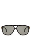 Gucci Men's Round Acetate Sunglasses In Shiny Black