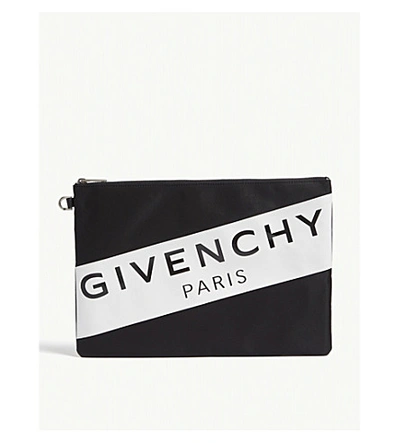 Givenchy Logo Nylon Pouch In Black/white