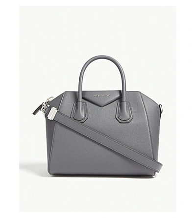 Givenchy Antigona Sugar Small Leather Tote Bag In Storm Grey