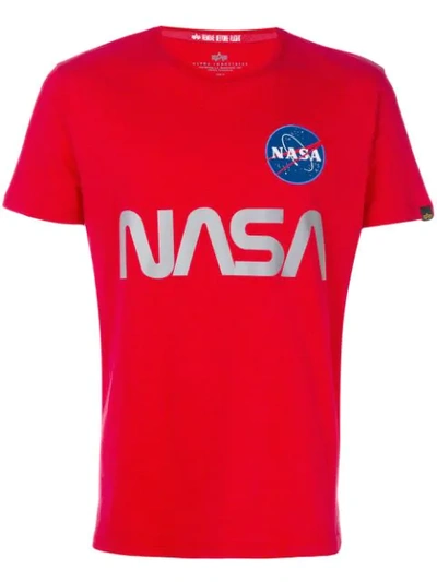 Alpha Industries Reflective Nasa-print Cotton-jersey T-shirt In Red