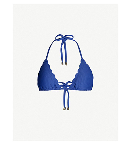 Heidi Klein Amoudi Bay Scalloped Triangle Bikini Top In Blue | ModeSens