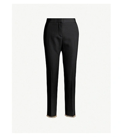 Burberry Slim-fit High-rise Wool And Silk-blend Trousers In Black