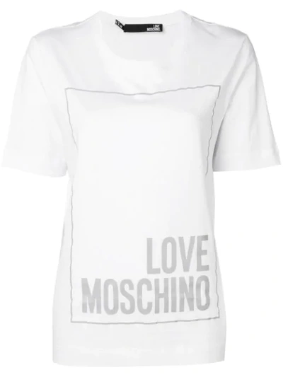 Love Moschino Lamé Logo-print Cotton-jersey T-shirt In White