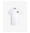 Versace Logo-embroidered Cotton-pique Polo Shirt In Bianco