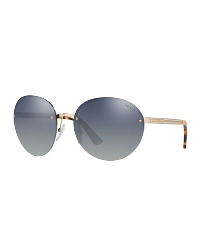 Prada Rimless Acetate/metal Sunglasses In Blue