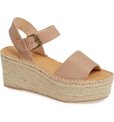 Soludos Minorca Platform Wedge Sandal In Dove Gray Leather