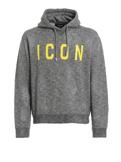 Dsquared2 Icon Logo-print Cotton-jersey Hoody In Grey