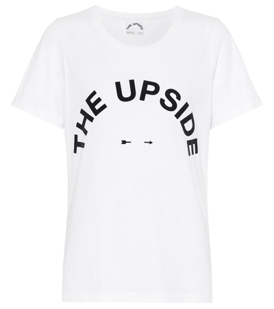 The Upside Flocked-logo Cotton-jersey T-shirt In White