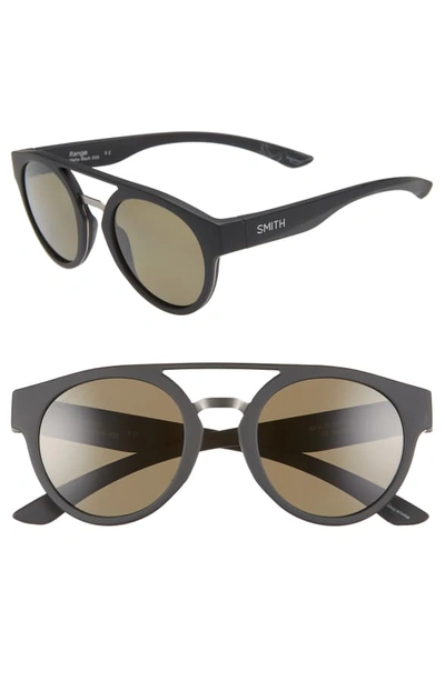 Smith Range 50mm Chromapop(tm) Polarized Sunglasses In Matte Black/ Grey Green