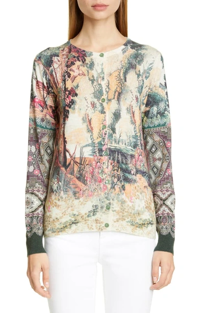 Etro Paisley Print Silk & Cashmere Cardigan In Multi