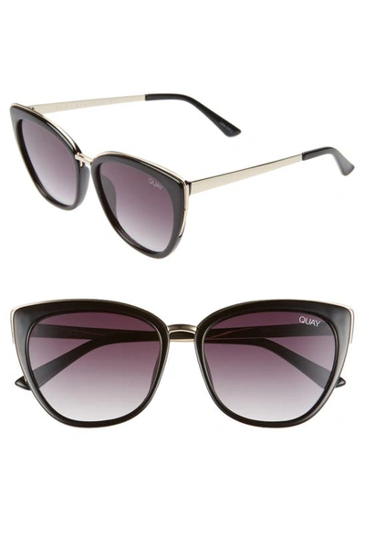 Quay Honey 55mm Cat Eye Sunglasses In Gold/ Black/ Smoke