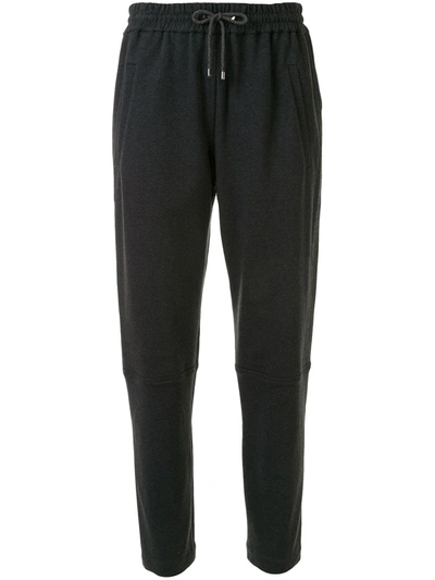 Brunello Cucinelli Monili Side Stripe Wool Blend Track Pants In Dark Grey