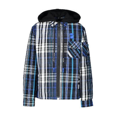Off-white Relaxed Fit Padded Flannel Shirt In Blue Black