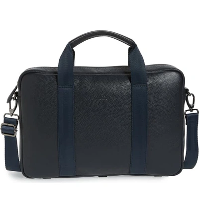 Ted Baker Importa Leather Document Bag In Navy
