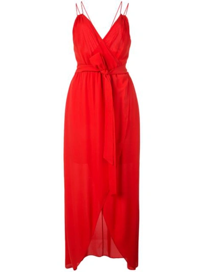 Alice And Olivia Susana Multi-strap Mock-wrap Midi Dress In Red