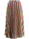 Michael Michael Kors Rainbow Logo Striped Georgette Skirt In White Multi