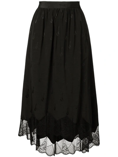 Zadig & Voltaire Joslin Guitar Printed Silk Skirt In Black