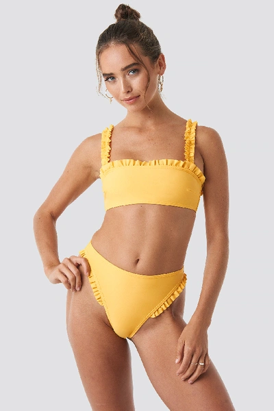 Hanna Weig X Na-kd Gathered Bikini Bottom - Yellow In Mustard