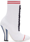Fendi Stretch-knit Sock Boots In White Marine Red