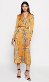 Equipment Sabenne Long Sleeve Midi Shirtdress In Ocre Multi