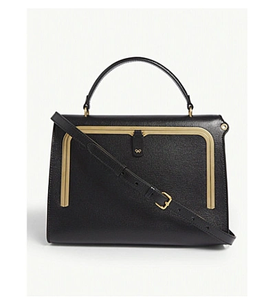 Anya Hindmarch Grained Leather Postbox Bag In Black