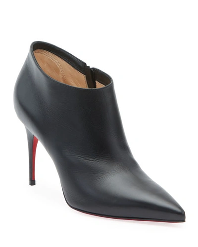 Christian Louboutin Gorgone 85 Leather Red Sole Booties In Black