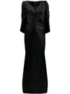 Talbot Runhof Metallic Eternity-sleeve Gown In Black