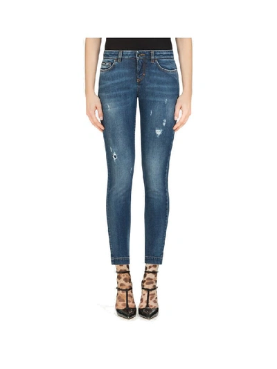 Dolce & Gabbana Distressed Skinny Jeans-five Pocket In Variante Abbinata