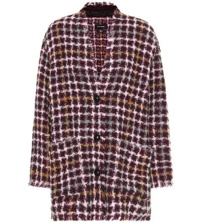 Isabel Marant Dianaly Check Tweed Coat In Red