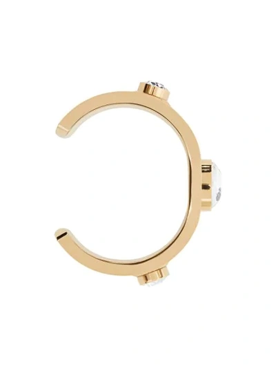 Burberry Crystal Detail Lambskin And Gold-plated Cuff In Pistachio/l Gold