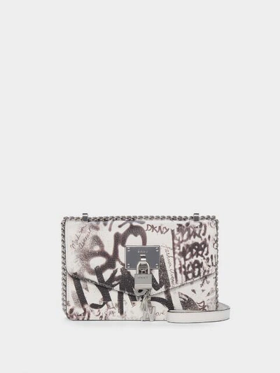 Donna Karan Elissa Small Graffiti Shoulder Bag In Black Multi