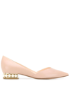 Nicholas Kirkwood Casati Embellished Leather Point-toe Flats In Pink