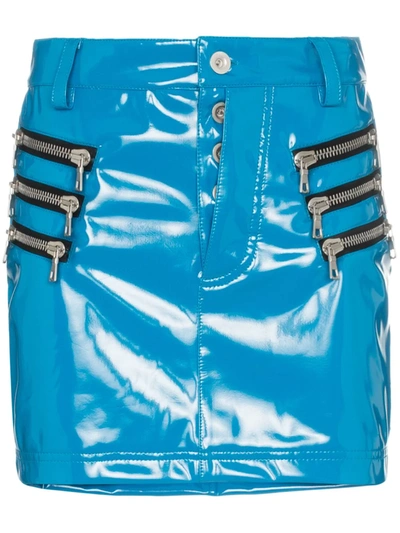 Ben Taverniti Unravel Project Unravel Project Blue Latex Triple-zip Mini Skirt