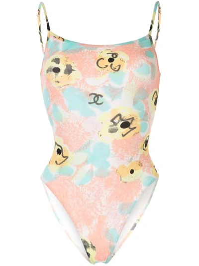 Pre-owned Chanel Flower Cc Sleeveless Swimsuit In Pink