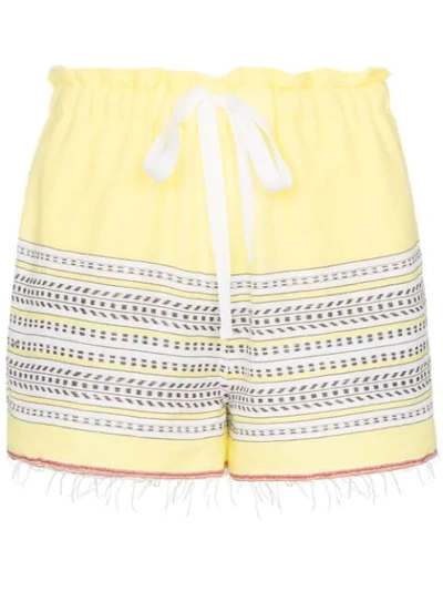 Lemlem Amore Drawstring Shorts In Yellow